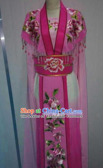 Traditional China Beijing Opera Princess Rosy Dress Chinese Peking Opera Diva Embroidered Costume