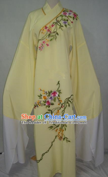 China Beijing Opera Lang Scholar Niche Costume Light Yellow Embroidered Robe for Adults