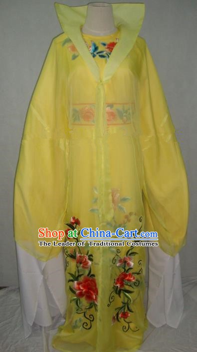 Traditional Chinese Beijing Opera Scholar Niche Costume Embroidered Yellow Robe for Adults