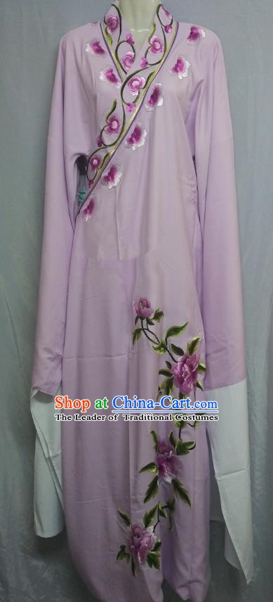 Traditional Chinese Beijing Opera Niche Scholar Embroidery Peony Costume Beijing Opera Purple Robe for Adults