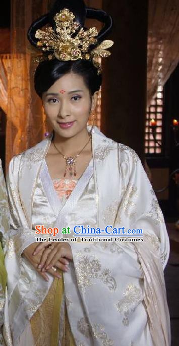 Chinese Ancient Tang Dynasty Palace Lady Embroidered Dress Princess Taiping Replica Costume for Women