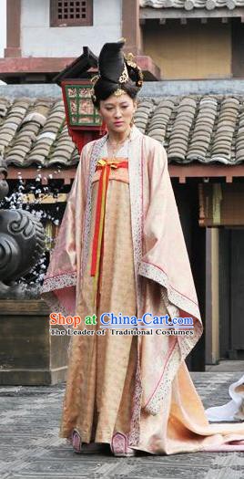 Chinese Ancient Tang Dynasty Embroidered Dress Princess An Le Replica Costume for Women