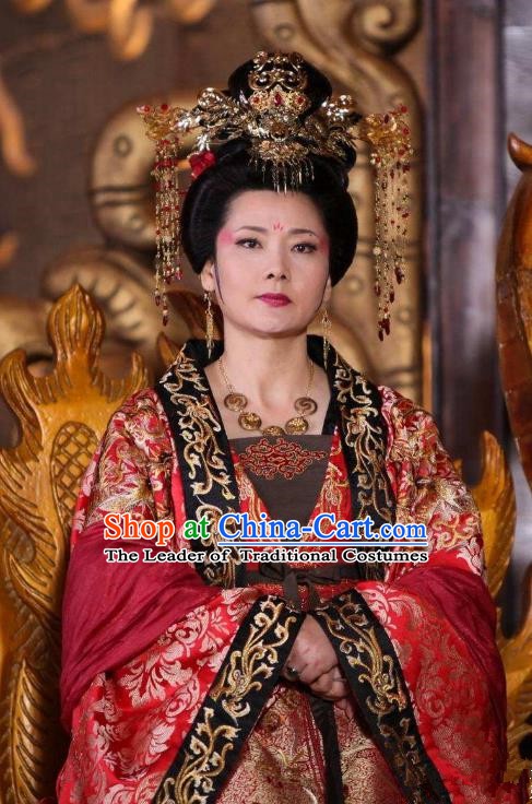 Chinese Ancient Tang Dynasty Embroidered Dress Empress Wei Replica Costume for Women