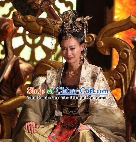 Chinese Ancient Tang Dynasty Female Emperor Embroidered Dress Empress Wu Zetian Replica Costume for Women