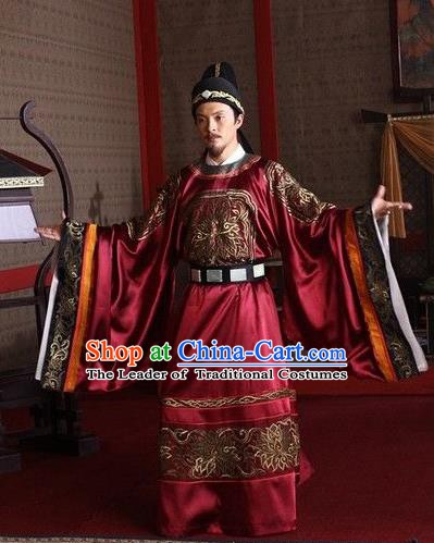 Traditional Chinese Tang Dynasty Gwanbok Minister Detective Di Renjie Replica Costume for Men