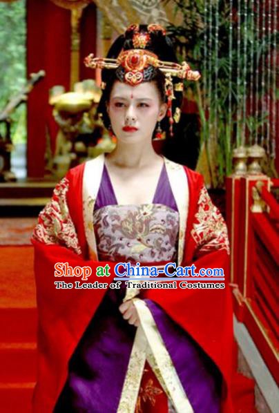 Chinese Ancient Tang Dynasty Wu Zetian Embroidered Dress Empress Replica Costume for Women