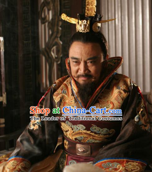 Chinese Ancient Emperor Yang of Sui Dynasty Yang Guang Embroidered Replica Costume for Men