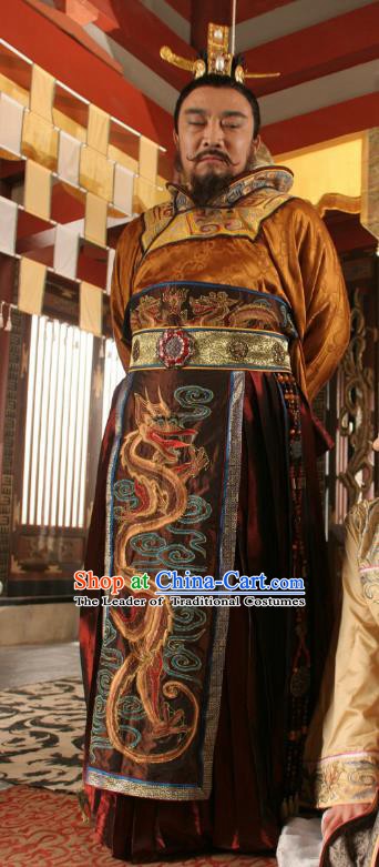 Chinese Ancient Emperor Yang of Sui Dynasty Yang Guang Embroidered Replica Costume for Men