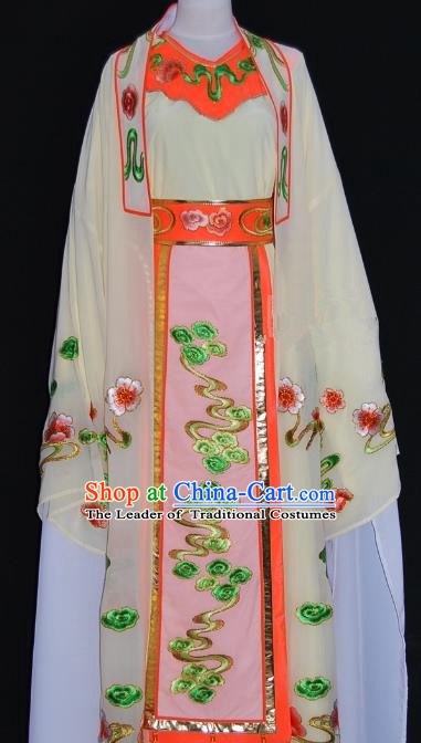 Traditional Chinese Beijing Opera Niche Costume Scholar Embroidery Beige Robe for Adults