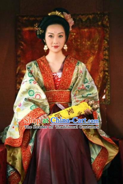 Ancient Chinese Tang Dynasty Imperial Concubine Embroidered Hanfu Dress Replica Costume for Women