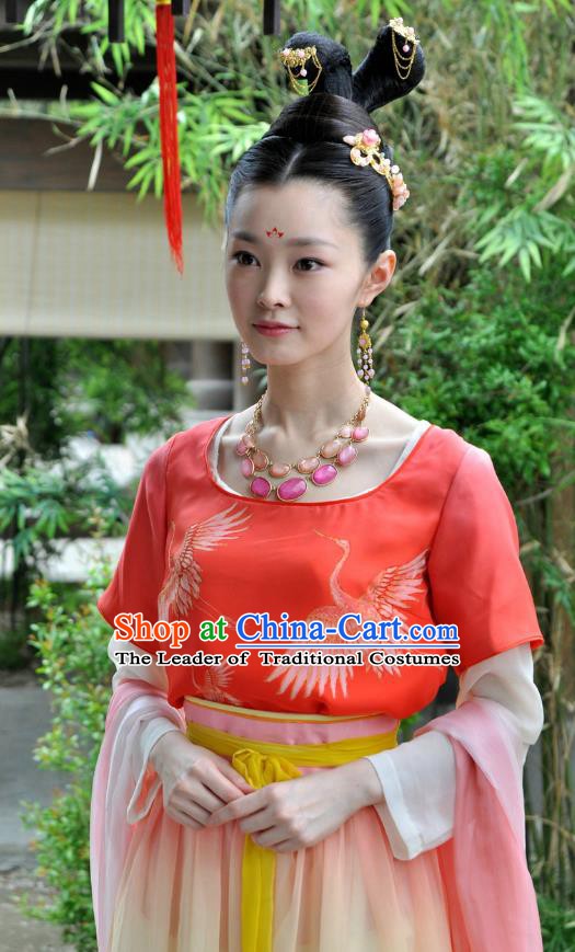 Chinese Ancient Tang Dynasty Princess Embroidered Dress Replica Costume for Women
