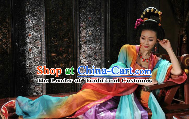 Chinese Ancient Tang Dynasty Courtesan Dance Dress Geisha Replica Costume for Women