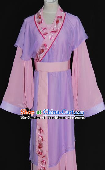 Traditional Chinese Beijing Opera Maidservants Purple Dress Peking Opera Young Lady Costume