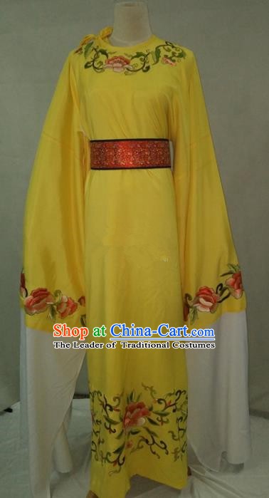 Traditional Chinese Beijing Opera Niche Water Sleeve Yellow Robe Peking Opera Young Men Costume for Adults