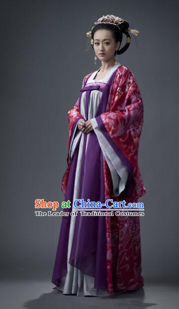 Traditional Chinese Tang Dynasty Imperial Consort Li Embroidered Hanfu Dress Replica Costume for Women