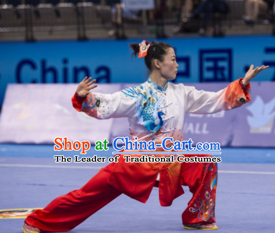 Supreme Female Taiji Quan Uniforms Kung Fu Suit Kung Fu Uniform Chinese Jacket Taiji Clothes Dress Dresses Kung Fu Clothing Embroidered Tai Chi Suits Custom Kung Fu Embroidery Uniforms