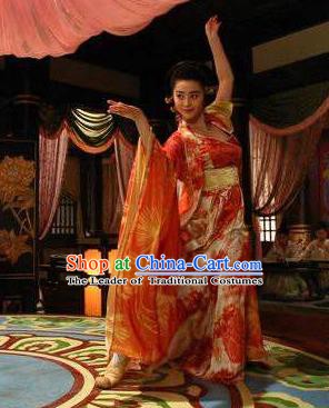 Ancient Chinese Tang Dynasty Consort Yang Embroidered Dance Dress Palace Lady Replica Costume for Women