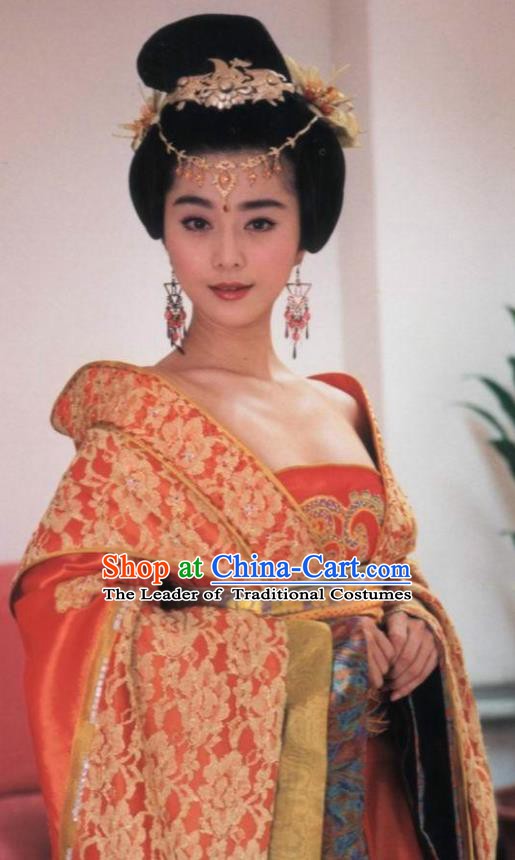 Ancient Chinese Tang Dynasty Palace Hanfu Embroidered Dress Consort Yang Replica Costume for Women