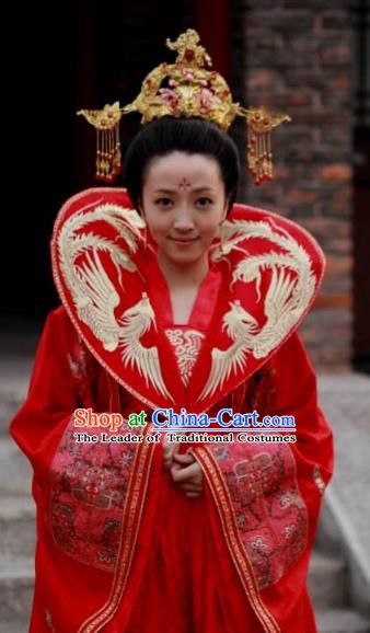 Ancient Chinese Tang Dynasty Princess Embroidered Hanfu Wedding Dress Replica Costume for Women