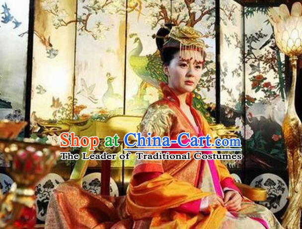 Chinese Tang Dynasty Historical Costume Ancient Empress Wang of Li Zhi Replica Costume for Women
