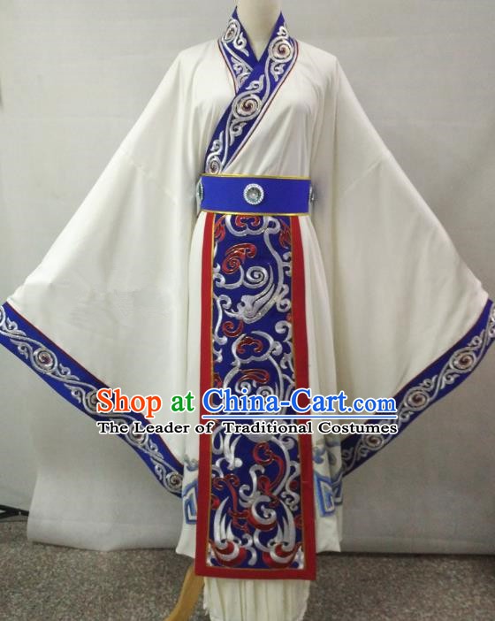 Traditional Chinese Beijing Opera Empress Costume Professional Peking Opera Diva Embroidered White Dress