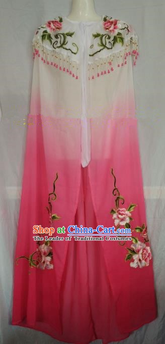 Traditional Chinese Beijing Opera Rosy Embroidered Cloak Professional Peking Opera Diva Clothing