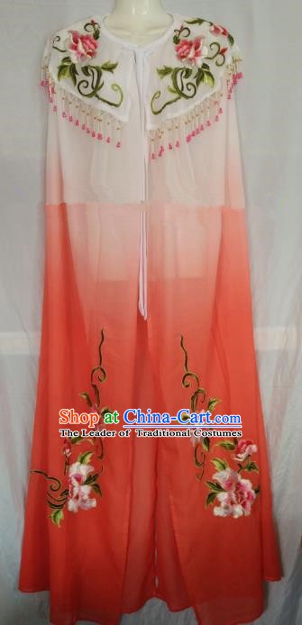 Traditional Chinese Beijing Opera Orange Embroidered Cloak Professional Peking Opera Diva Clothing