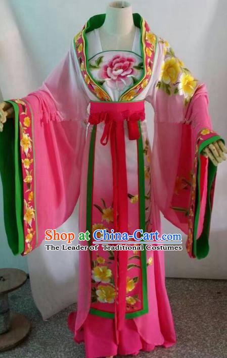 Traditional Chinese Beijing Opera Palace Lady Embroidered Pink Dress Professional Peking Opera Diva Clothing