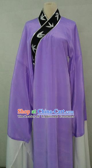 Top Grade Chinese Beijing Opera Young Men Costume Peking Opera Niche Embroidery Bamboo Leaf Purple Robe for Adults