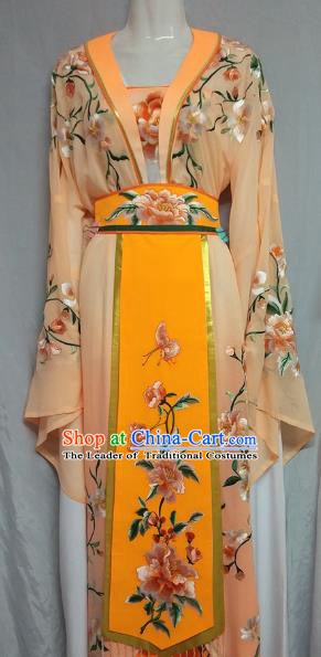 Top Grade Chinese Beijing Opera Actress Princess Embroidered Orange Dress China Peking Opera Diva Costume