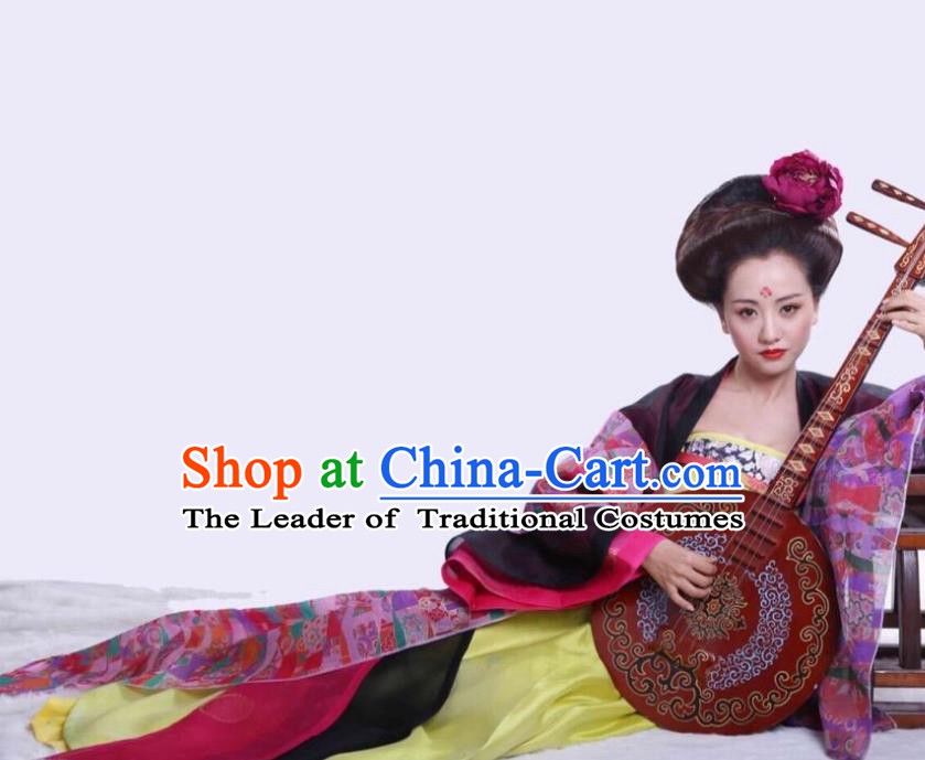 Chinese Ancient Tang Dynasty Courtesan Hanfu Dress Geisha Historical Costume for Women