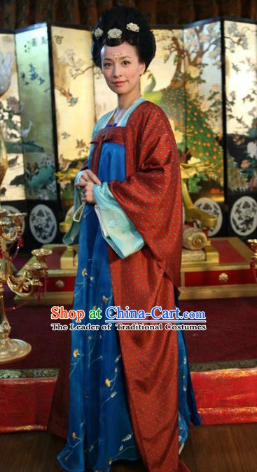 Chinese Ancient Tang Dynasty Imperial Consort Wu Zetian Embroidered Historical Costume for Women