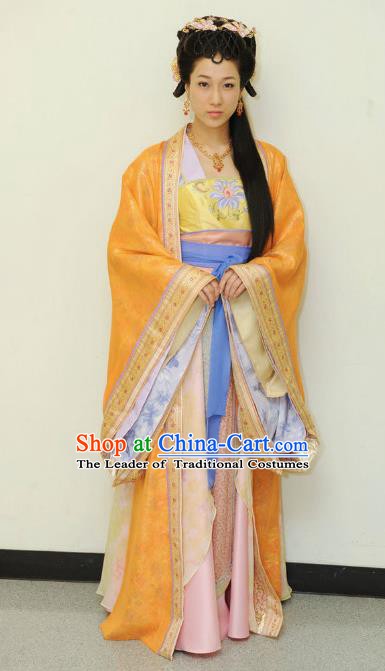 Chinese Ancient Tang Dynasty Nobility Lady Dance Embroidered Hanfu Dress Historical Costume for Women