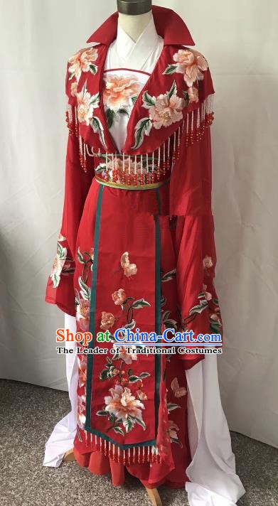 Top Grade Chinese Beijing Opera Actress Red Dress China Peking Opera Diva Embroidered Costume