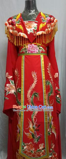 Top Grade Chinese Beijing Opera Diva Water Sleeve Red Dress China Peking Opera Empress Embroidered Costume