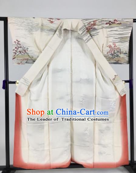 Japanese Ancient Male Palace White Kimono Costume Traditional Wafuku Hakama Yukata Robe for Men