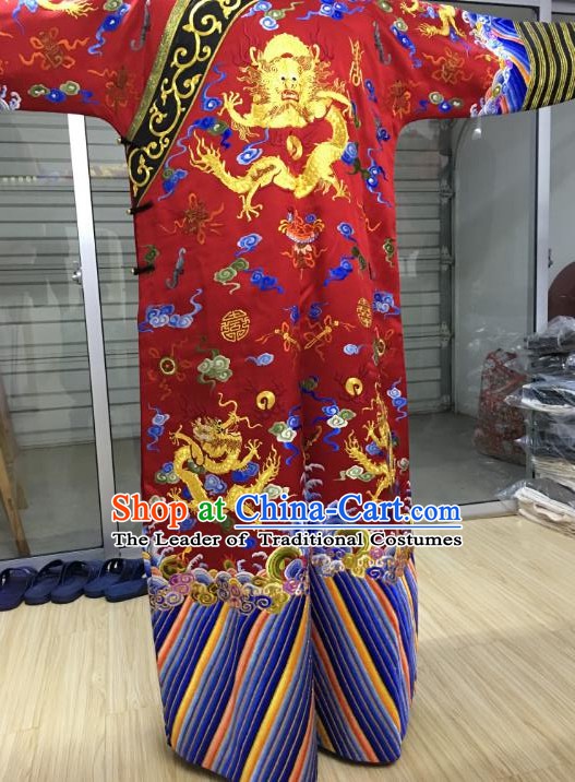 China Traditional Qing Dynasty Manchu Empress Embroidered Dress Costume for Women