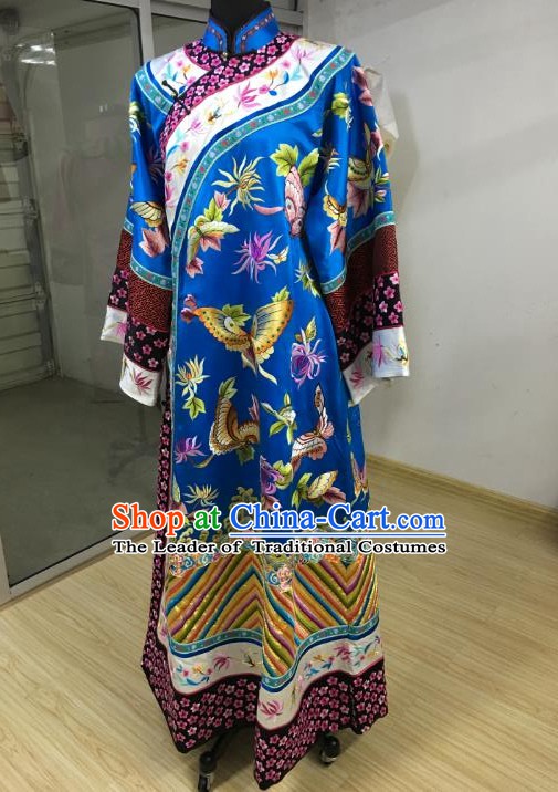 China Traditional Qing Dynasty Manchu Imperial Concubine Embroidered Dress Costume for Women