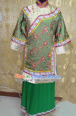 Chinese Ancient Manchu Lady Embroidered Costume Qing Dynasty Young Mistress Xiuhe Suit for Women