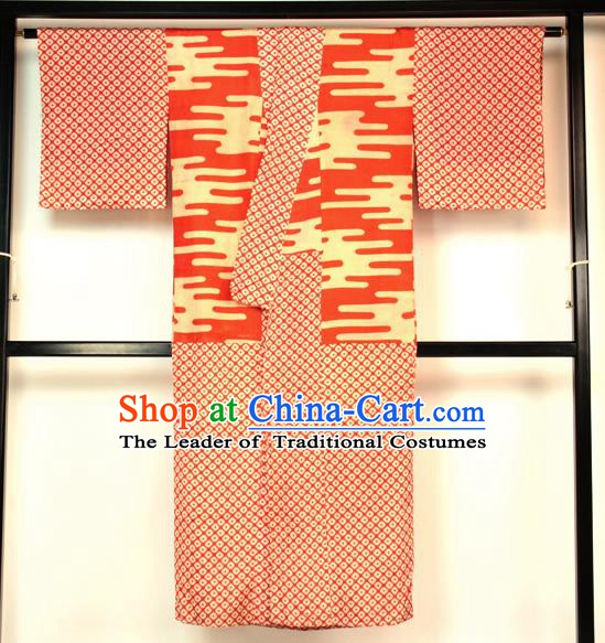 Ancient Japanese Wedding Garment Palace Red Furisode Kimonos Traditional Yukata Dress Costume for Women