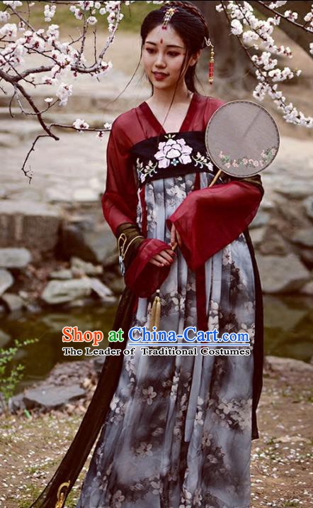 Chinese Tang Dynasty Ancient Palace Lady Costume Hanfu Dress for Women