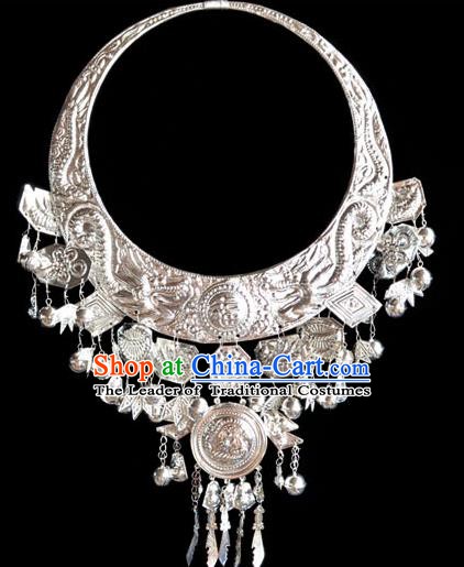 Traditional Chinese Miao Nationality Necklet Hmong Female Accessories Sliver Necklace for Women