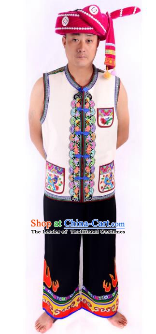 Traditional Chinese Yi Nationality Dance Costume China Ethnic Minority Embroidered Clothing for Men
