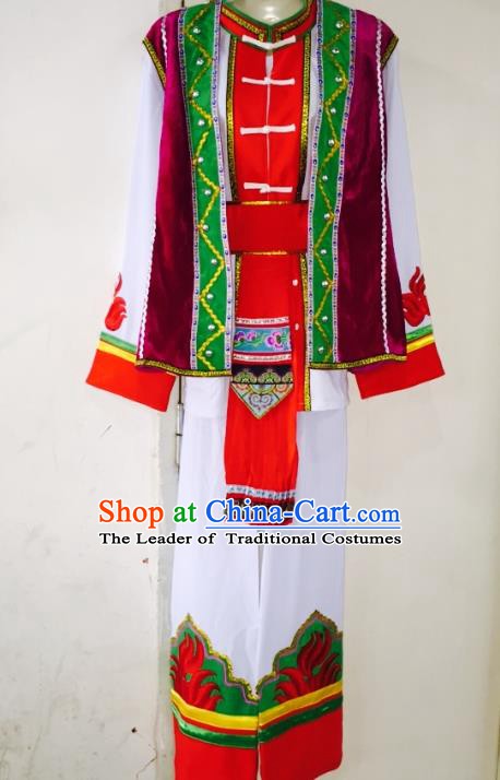 Traditional Chinese Yi Nationality Costume Ethnic Folk Dance Clothing Embroidered Clothing for Men