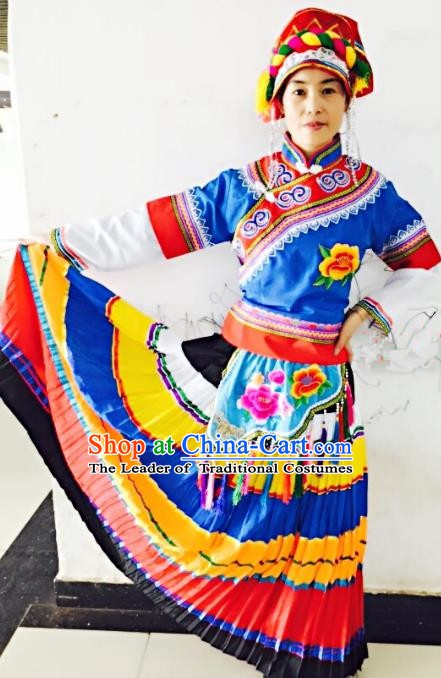 Traditional Chinese Miao Nationality Dance Clothing Hmong Ethnic Minority Costumes and Headwear