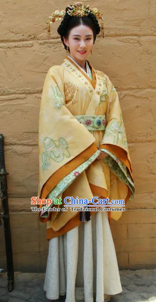 Ancient Chinese Han Dynasty Palace Lady Countess of Major General Wei Qing Hanfu Dress Replica Costume for Women