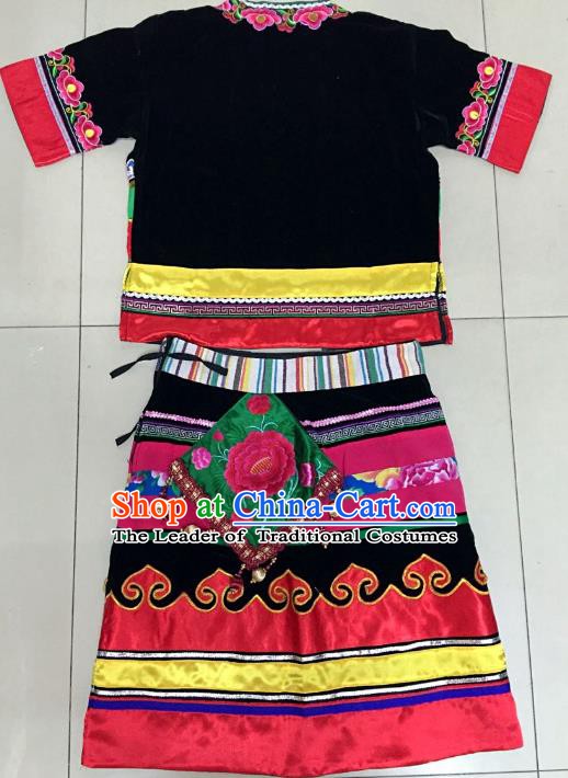 Traditional Chinese Miao Nationality Dance Clothing Hmong Ethnic Minority Costumes and Headwear