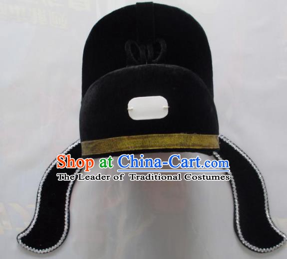 Traditional Chinese Beijing Opera Niche Hair Accessories Black Hats Peking Opera Lang Scholar Headwear