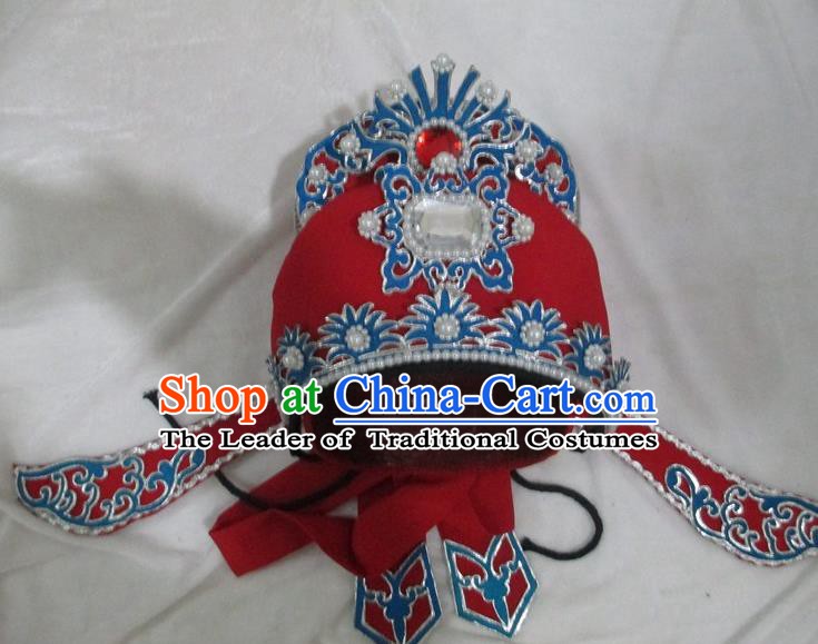 Traditional Chinese Beijing Opera Niche Hair Accessories Red Hats Peking Opera Young Men Headwear