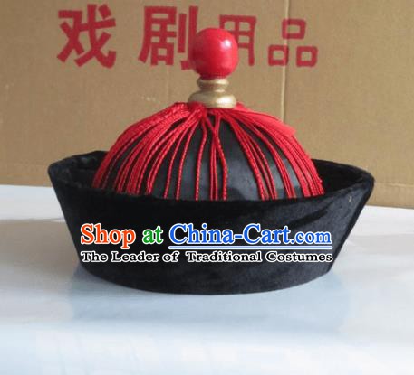 Traditional Chinese Beijing Opera Qing Dynasty Eunuch Hats Hair Accessories Peking Opera Headwear
